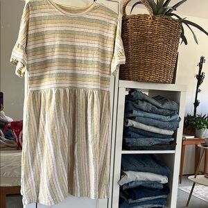 Striped Yellow and White Dress